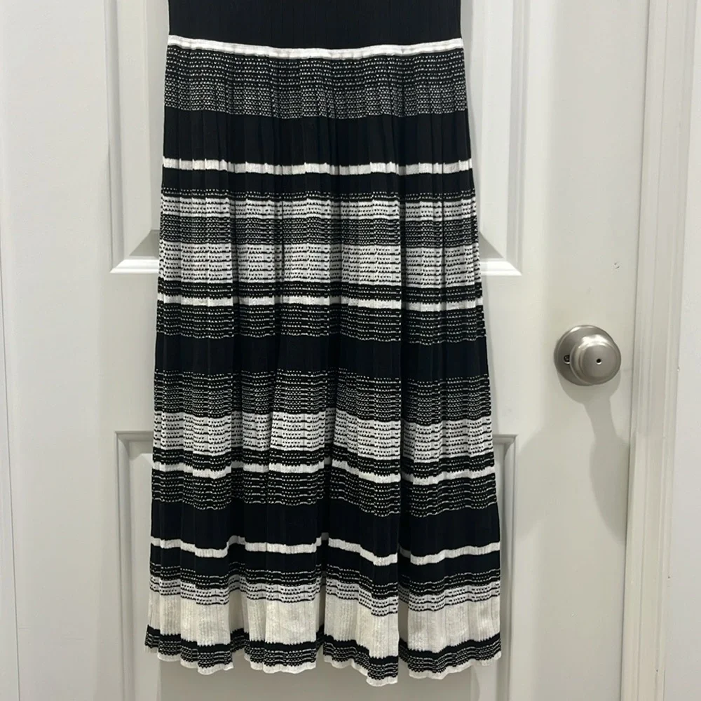 Kate Spade Striped Sleeveless Sweater Dress Black & White Sz S